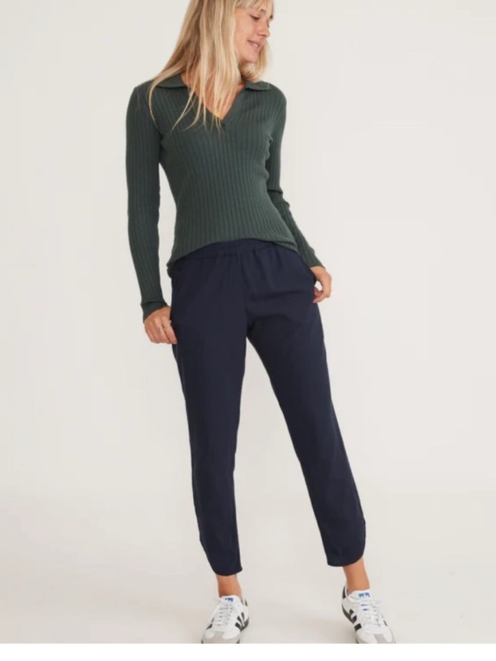 Marine Layer Allison Cropped Pants in Navy - XL - Modal Tencel Performance Pant